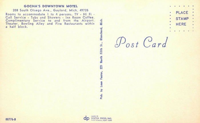 Downtown Motel - Old Postcard